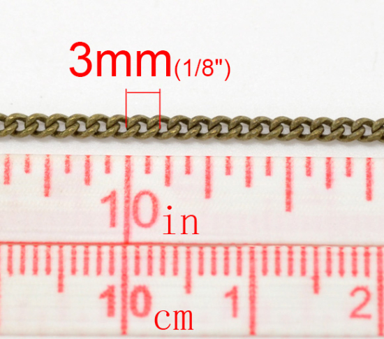 5 メートル 銅 喜平チェーン 銅古美 3x2mm、 の画像