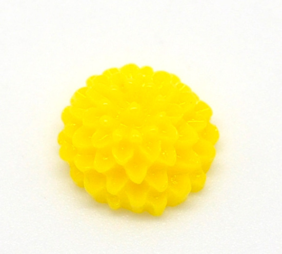 Picture of Resin Embellishments Flower Yellow 10x5mm(3/8"x2/8"), 200 PCs