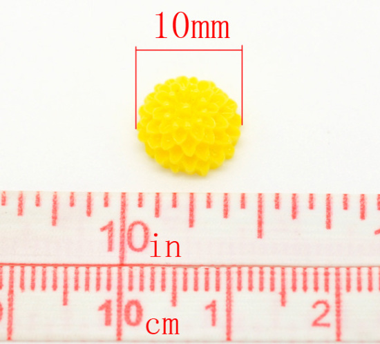 Picture of Resin Embellishments Flower Yellow 10x5mm(3/8"x2/8"), 200 PCs