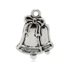 Picture of Antique Silver Color Christmas Jingle Bell Charms Pendants 23x17mm, sold per packet of 30