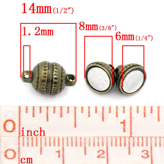 Image de 50 Kits Fermoir Magnétique en Alliage de Fer Bronze Antique Rond 14mm x 8mm