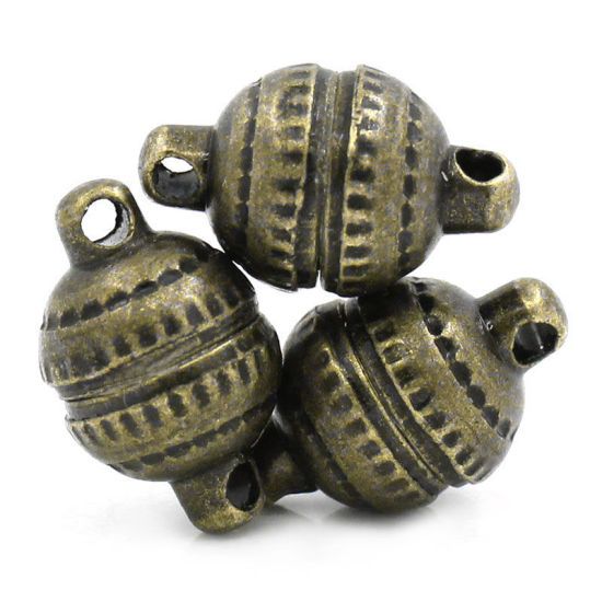 Image de 50 Kits Fermoir Magnétique en Alliage de Fer Bronze Antique Rond 14mm x 8mm