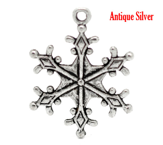 Image de 30 Pendentifs Charms Flocon de neige 29x22mm