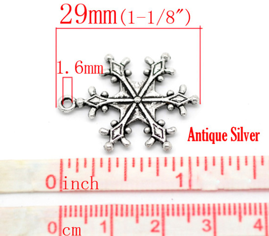Image de 30 Pendentifs Charms Flocon de neige 29x22mm
