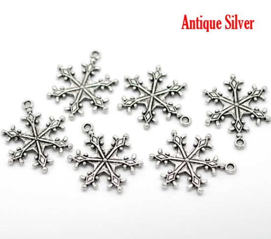 Image de 30 Pendentifs Charms Flocon de neige 29x22mm
