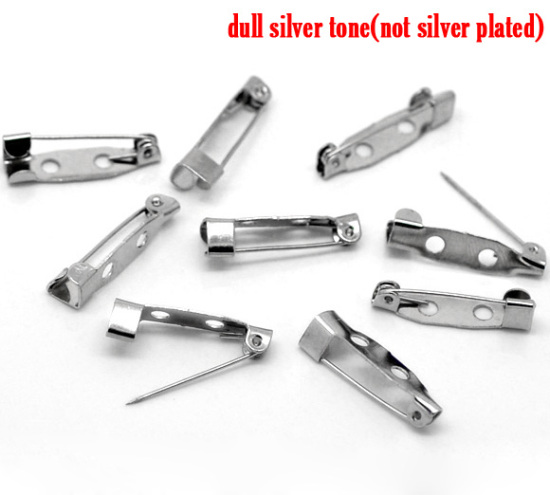 Image de Broche Epingle à Nourrice en Alliage de Fer Argent Mat 20x5mm, 100 PCs