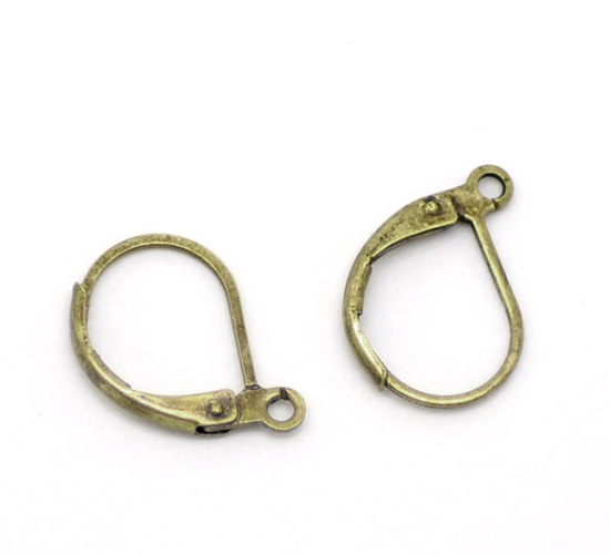 Picture of 60 PCs Brass Lever Back Clips Earrings Antique Bronze With Loop 16mm x 10mm