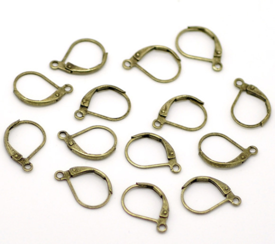 Picture of 60 PCs Brass Lever Back Clips Earrings Antique Bronze With Loop 16mm x 10mm