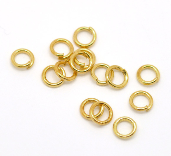 1000 個 5mm 直径、 0.9mm（19号） 合金 丸カン 丸カン 金メッキ 円形 の画像