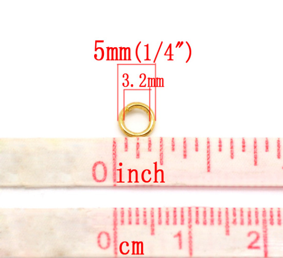 1000 個 5mm 直径、 0.9mm（19号） 合金 丸カン 丸カン 金メッキ 円形 の画像