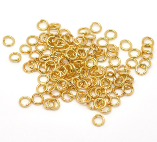 1000 個 5mm 直径、 0.9mm（19号） 合金 丸カン 丸カン 金メッキ 円形 の画像