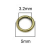 Picture of 1000 PCs 5mm Dia., 0.9mm(19 gauge) Iron Based Alloy Open Jump Rings Findings For Jewelry Making Antique Bronze Round