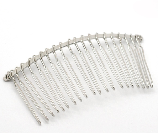 鉄系合金 ヘアクリップ アーチ型 シルバートーン 7.8cm x 3.8cm、 10 個 の画像