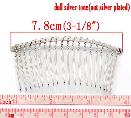 鉄系合金 ヘアクリップ アーチ型 シルバートーン 7.8cm x 3.8cm、 10 個 の画像
