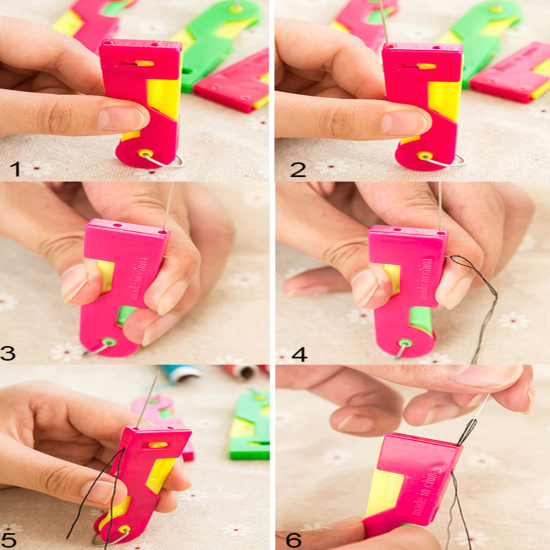 Image de 10 Outils pour enfiler aiguille fil Plastique Couleur au Hasard 6.7x2.2cm