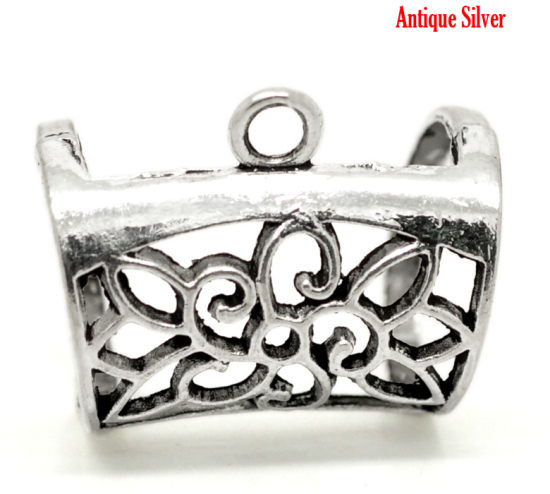 Image de 5 Bélières Perles Lisse Filigrané pr Pendentifs Alliage 3.3cm x 2.8cm   