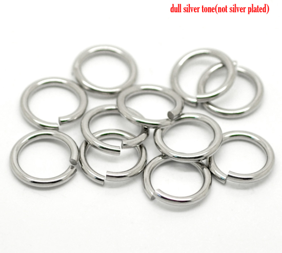 Image de 100 Pcs 15mm Dia, 2mm(taille 12) Anneaux de Jonction pour la Fabrication de Bijoux Ouvert en 304 Acier Inoxydable Argent Mat Rond