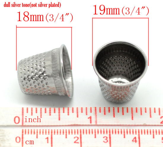 Image de Dés à Coudre en Alliage de Fer Argent Mat 19mm x 18mm, 30 Pcs