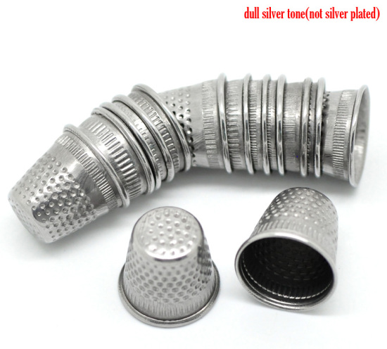 Image de Dés à Coudre en Alliage de Fer Argent Mat 19mm x 18mm, 30 Pcs