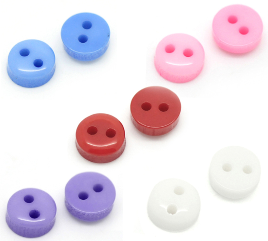 Image de 500 mixte boutons en résine rond 2 trous 6mm