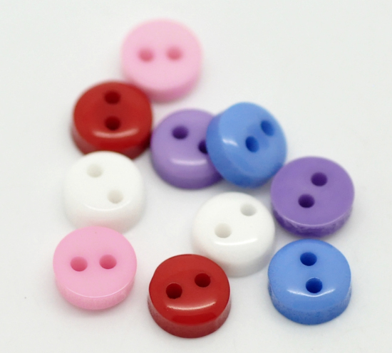 Image de 500 mixte boutons en résine rond 2 trous 6mm