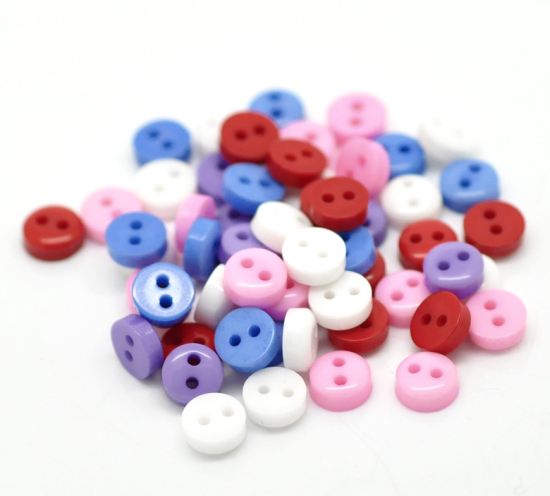 Image de 500 mixte boutons en résine rond 2 trous 6mm