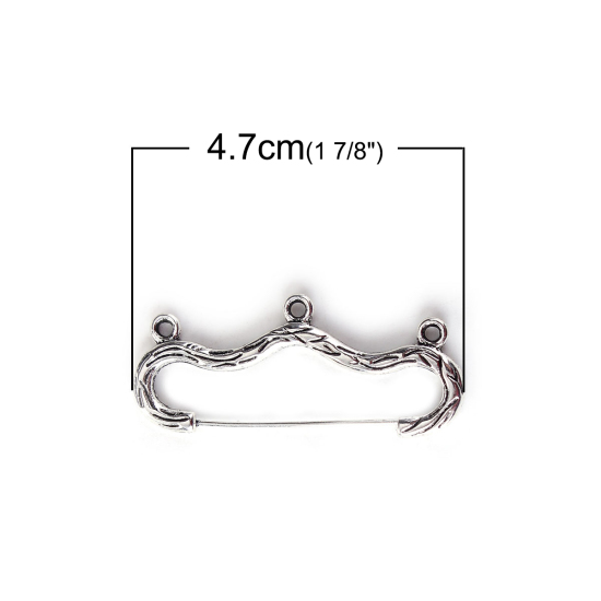 亜鉛合金 ブローチパーツ 弓矢 銀古美 ループ付き 47mm x 20mm、 10 個 の画像