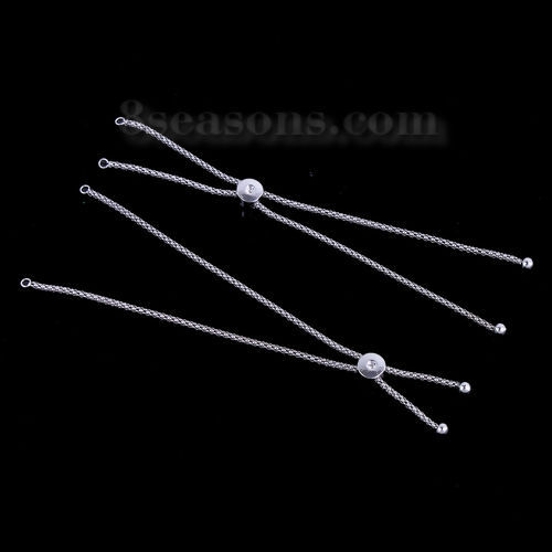 Image de Chaînes d'Extension Réglable Nœud Glissé pour Collier Bracelet en Laiton Argent Mat Réglable 13.5cm long, 1 Pièce