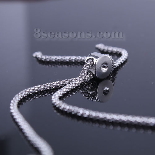 Image de Chaînes d'Extension Réglable Nœud Glissé pour Collier Bracelet en Laiton Argent Mat Réglable 13.5cm long, 1 Pièce