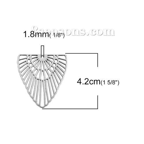 Bild von Zinklegierung Böhmischer Stil Anhänger Antiksilber Dreieck 42mm x 40mm, 10 Stück
