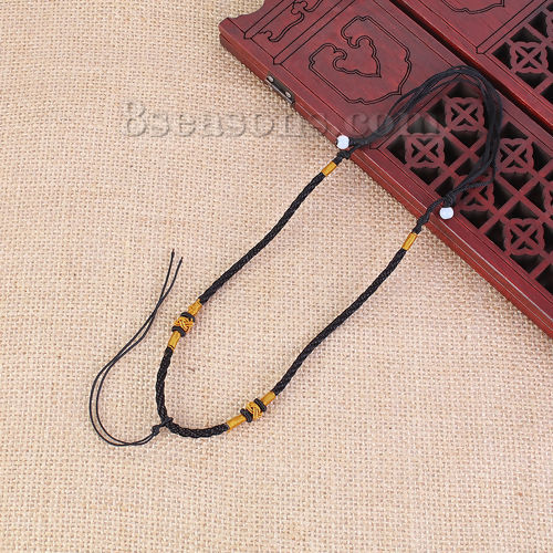 Image de Colliers de Corde Tressé en Polyester Noir, 61.5cm - 46cm Long, 5 Pcs