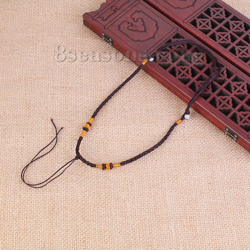 Image de Colliers de Corde Tressé en Polyester Brun Foncé, 61.5cm - 46cm Long, 5 Pcs