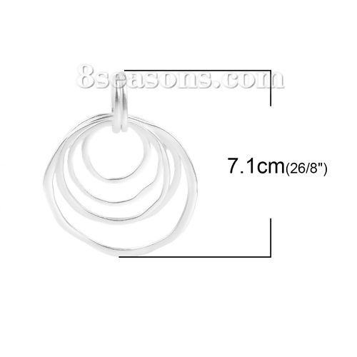 Image de Pendentifs en Alliage de Zinc Annulaire Argent Mat 71mm x 53mm, 1 Pièce