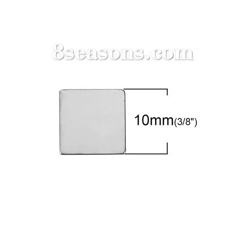 ステンレス鋼 装飾 正方形 シルバートーン 10mm x 10mm、 10 個 の画像