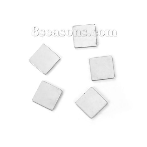 ステンレス鋼 装飾 正方形 シルバートーン 10mm x 10mm、 10 個 の画像