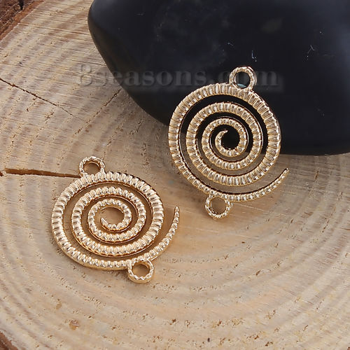 Picture of Zinc Based Alloy Connectors Wave Gold Plated Spiral 21mm x 17mm, 20 PCs
