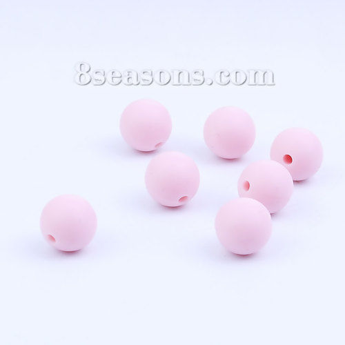 Bild von Zwischenperlen Spacer Silikon Kaubar/ Zahnen Perlen Rund Rosa 12mm D., Loch: 2.2mm, 10 Stück