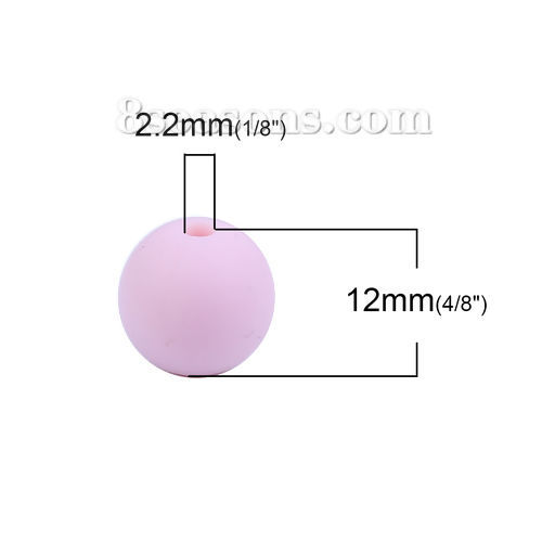 Bild von Zwischenperlen Spacer Silikon Kaubar/ Zahnen Perlen Rund Rosa 12mm D., Loch: 2.2mm, 10 Stück