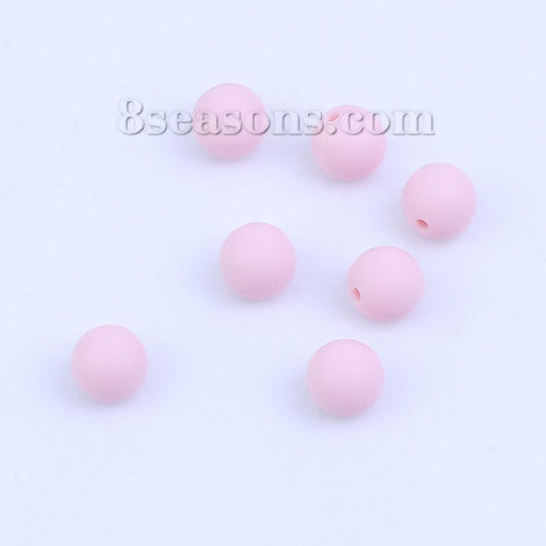Bild von Zwischenperlen Spacer Silikon Kaubar/ Zahnen Perlen Rund Rosa 12mm D., Loch: 2.2mm, 10 Stück