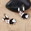 Picture of Zinc Based Alloy Charms Dog Animal Gold Plated Black & White Enamel 27mm(1 1/8") x 15mm( 5/8"), 10 PCs