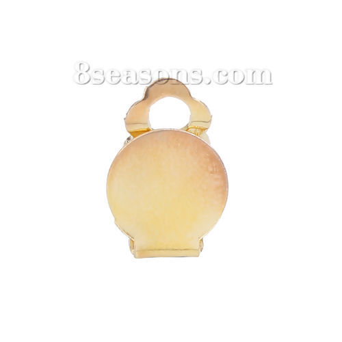 Image de Boucles d'Oreilles Dormeuse en Alliage de Fer Rond Doré Adhésif Autocollant (Convenable à Cabochon 10mm) 18mm x 10mm, 50 Pcs