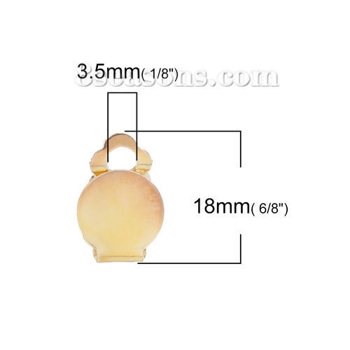 Image de Boucles d'Oreilles Dormeuse en Alliage de Fer Rond Doré Adhésif Autocollant (Convenable à Cabochon 10mm) 18mm x 10mm, 50 Pcs