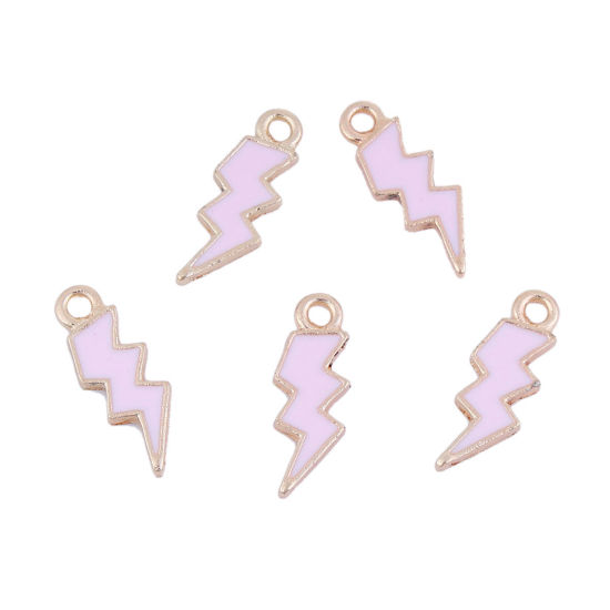 Immagine di Lega di Zinco Tempo Collezione Charms Lampo Oro Placcato Rosso Smalto 21mm x 8mm , 20 Pz