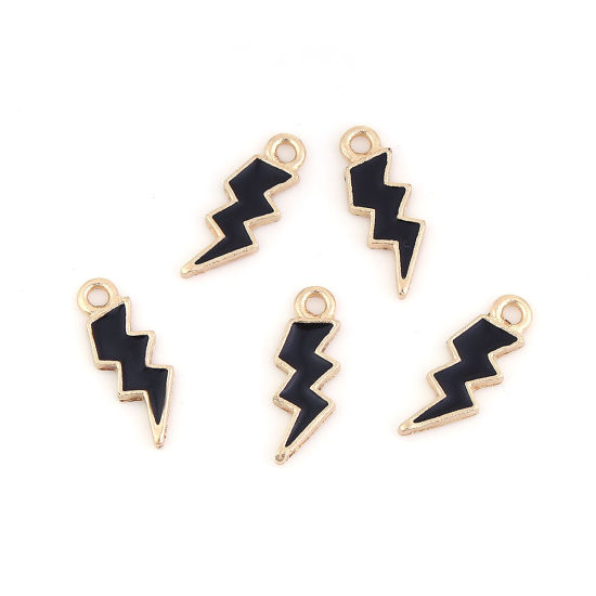 Immagine di Lega di Zinco Tempo Collezione Charms Lampo Oro Placcato Rosso Smalto 21mm x 8mm , 20 Pz