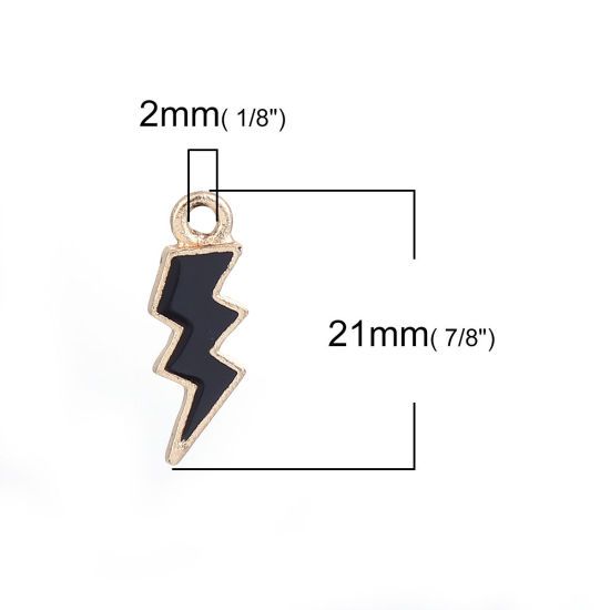 Immagine di Lega di Zinco Tempo Collezione Charms Lampo Oro Placcato Rosso Smalto 21mm x 8mm , 20 Pz