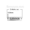 Picture of Zinc Based Alloy Connectors Rectangle Antique Silver Color Message " SURVIVOR " 34mm x 9mm, 10 PCs
