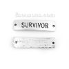 Picture of Zinc Based Alloy Connectors Rectangle Antique Silver Color Message " SURVIVOR " 34mm x 9mm, 10 PCs