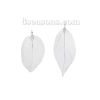 Picture of Brass Pendants Leaf Silver Plated Filigree 60mm x 30mm(2 3/8"x1 1/8") - 71mm x 36mm(2 6/8"x1 3/8"), 2 PCs