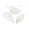 Picture of Brass Pendants Leaf Silver Plated Filigree 60mm x 30mm(2 3/8"x1 1/8") - 71mm x 36mm(2 6/8"x1 3/8"), 2 PCs