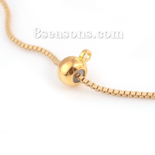 Image de Perles à Fermoir Coulissant en Laiton Forme Rond Doré Avec Noyau de Silicone Ajustable & Boucle 8mm x 6mm, Tailles de Trous: 1.3mm, 10 Pcs